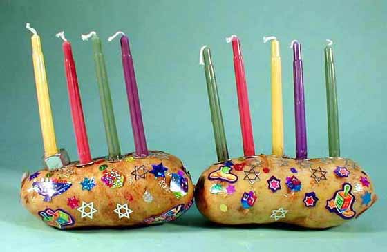 Decoupage Potato Menorah